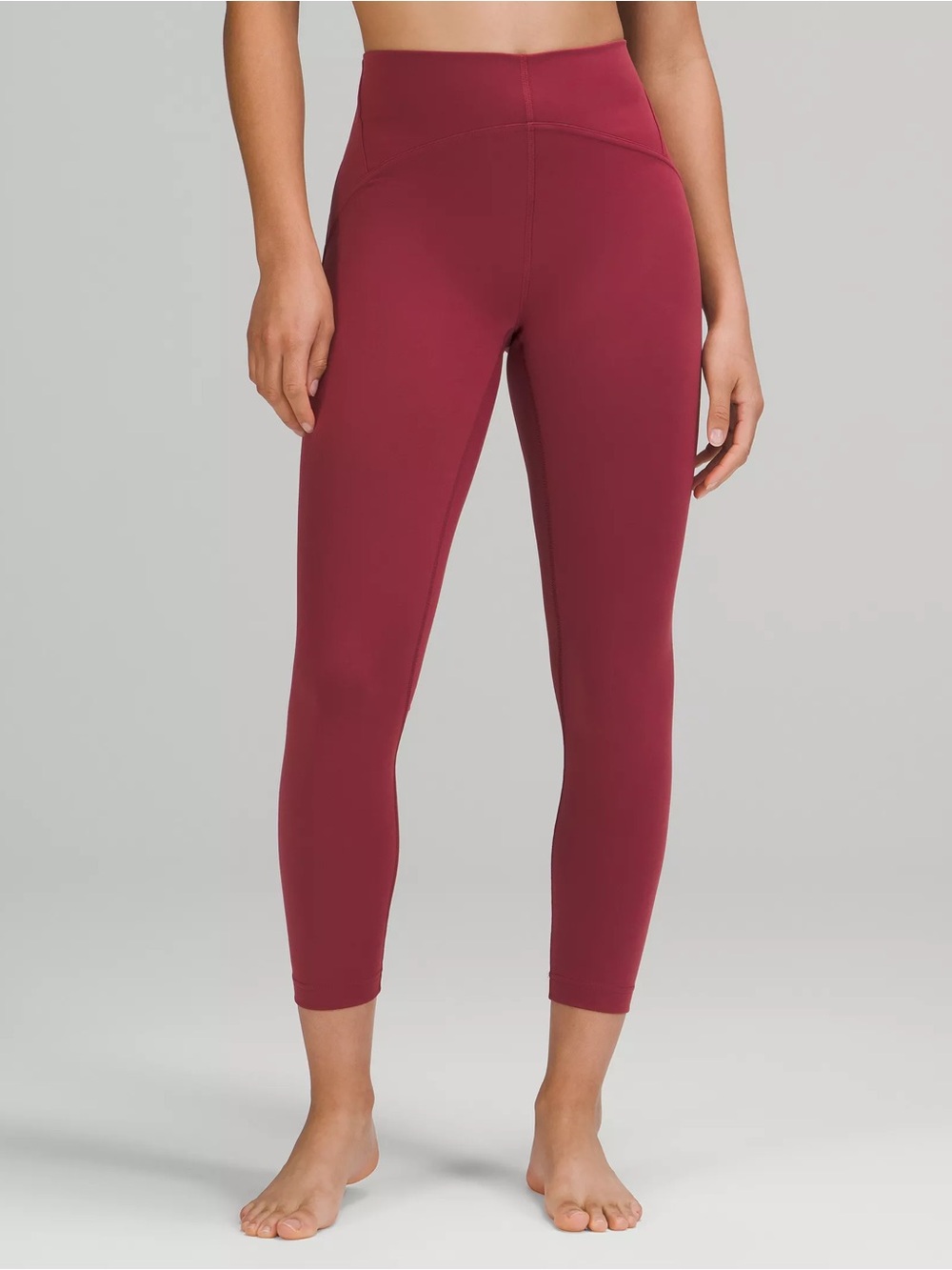 Lululemon Wonder Under HR Crop 25” Size 8 Mute Red Maroon EUC Sports Activewear